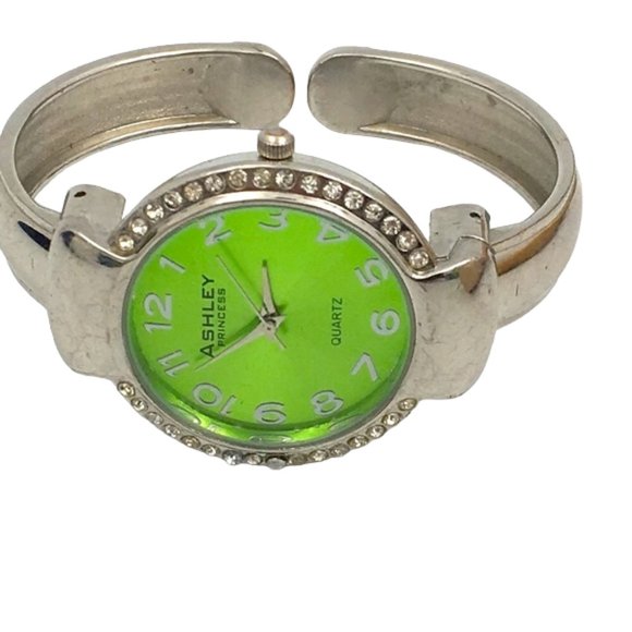 Ashley Princess Green & Silver Art Deco Watch - Picture 1 of 7